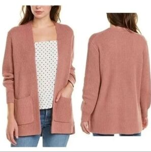 Madewell Nolan Open Front Ribbed Dusty Pink Pocket Sweater Cardigan Sz Small